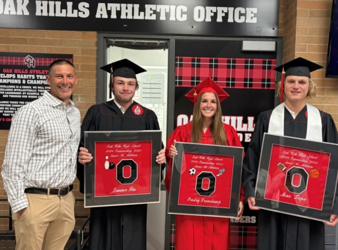 24-25 Outstanding Senior Athletes, Pressley Pennekamp, Max Supe, and Tanner Iles